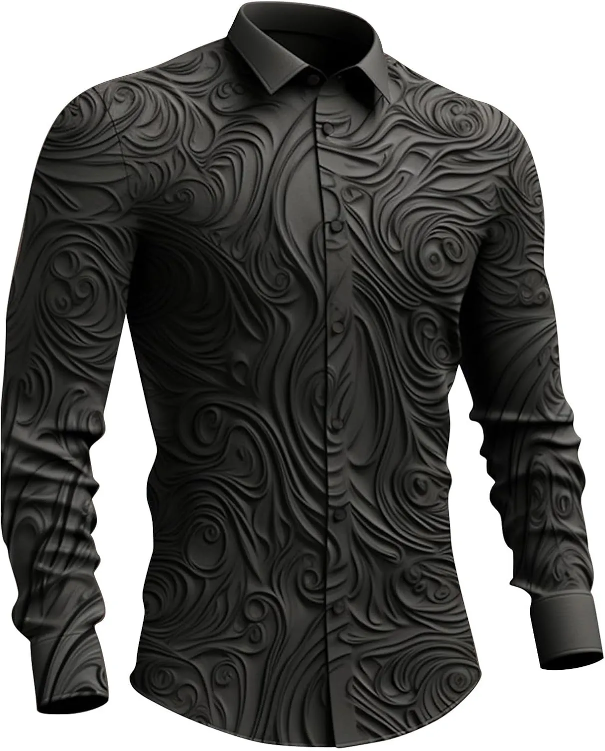 Men's Dress Shirts Luxury Floral Printed Fashion Designed Long Sleeve Button Down Casual Business Office Work Oxford Shirts