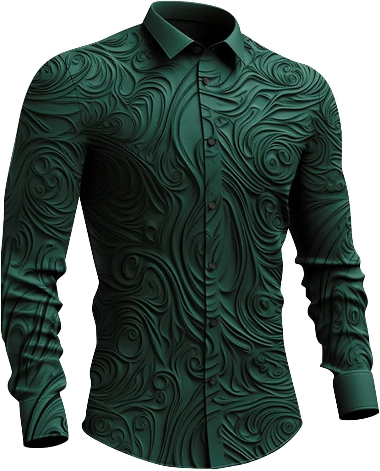 Men's Dress Shirts Luxury Floral Printed Fashion Designed Long Sleeve Button Down Casual Business Office Work Oxford Shirts