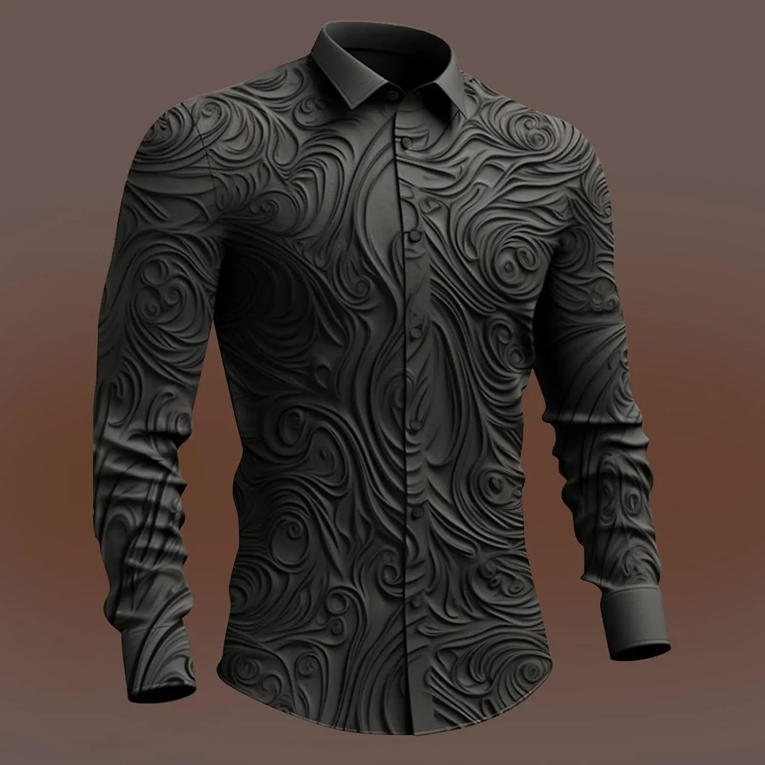 Men's Dress Shirts Luxury Floral Printed Fashion Designed Long Sleeve Button Down Casual Business Office Work Oxford Shirts