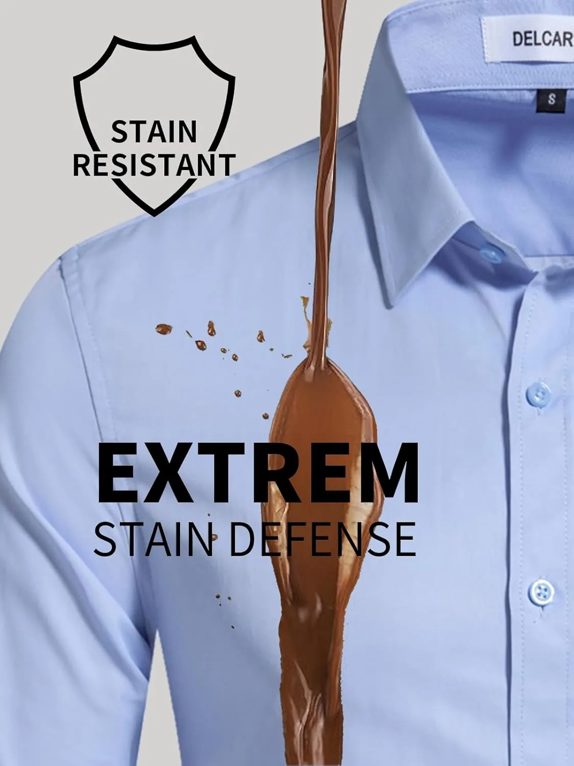 Men's Dress Shirts Stain Shield Stretch Slim Fit Shirts Wrinkle-Free Formal Business Button Down Shirt