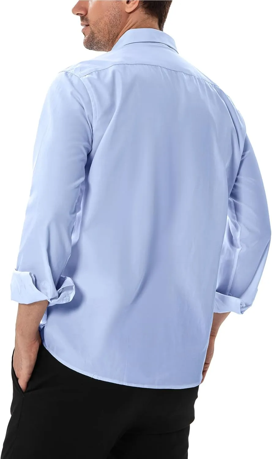 Men's Dress Shirts Stain Shield Stretch Slim Fit Shirts Wrinkle-Free Formal Business Button Down Shirt