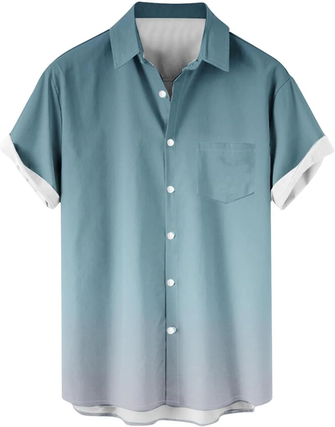 Men's Fashion Gradient Short Sleeve Shirts t Linen Casual Button Down T-Shirts Loose Fit Beach Summer Tee Tops
