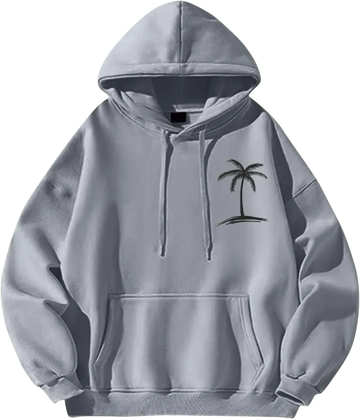 Men'S Fashion Hoodies & Sweatshirts Palm Tree Print Fall Fleece Sweatshirts Long Sleeve Pullover Hoodie With Pockets