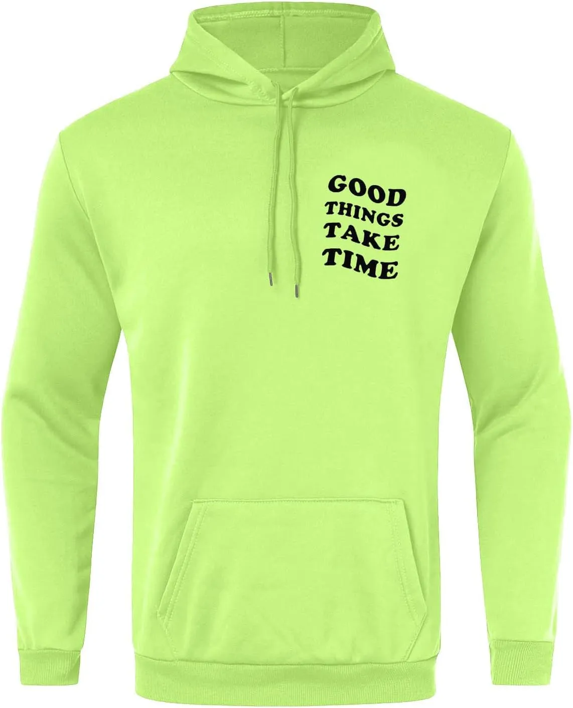 Men'S Fashion Hoodies Good Things Take Time & Rose Shape Print Sweatshirts Fall Long Sleeve Hoodies Pullover Shirts