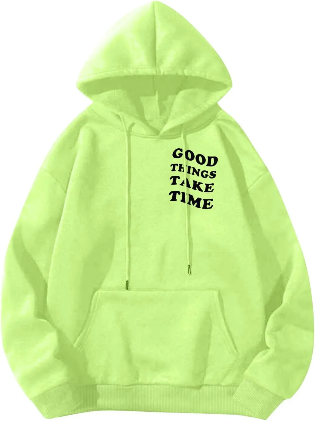 Men'S Fashion Hoodies Good Things Take Time & Rose Shape Print Sweatshirts Fall Long Sleeve Hoodies Pullover Shirts