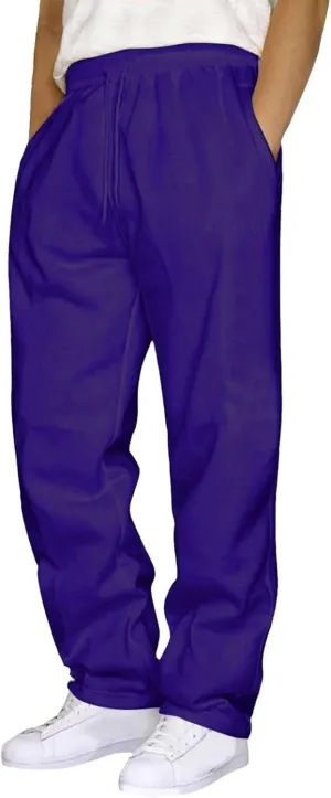 Men's Fleece Casual Pants Solid Elastic Waist Drawstring Comfort Trousers Fall Winter Workout Trendy Athletic Pants Mens Chinos Pants,Purple,XXXL