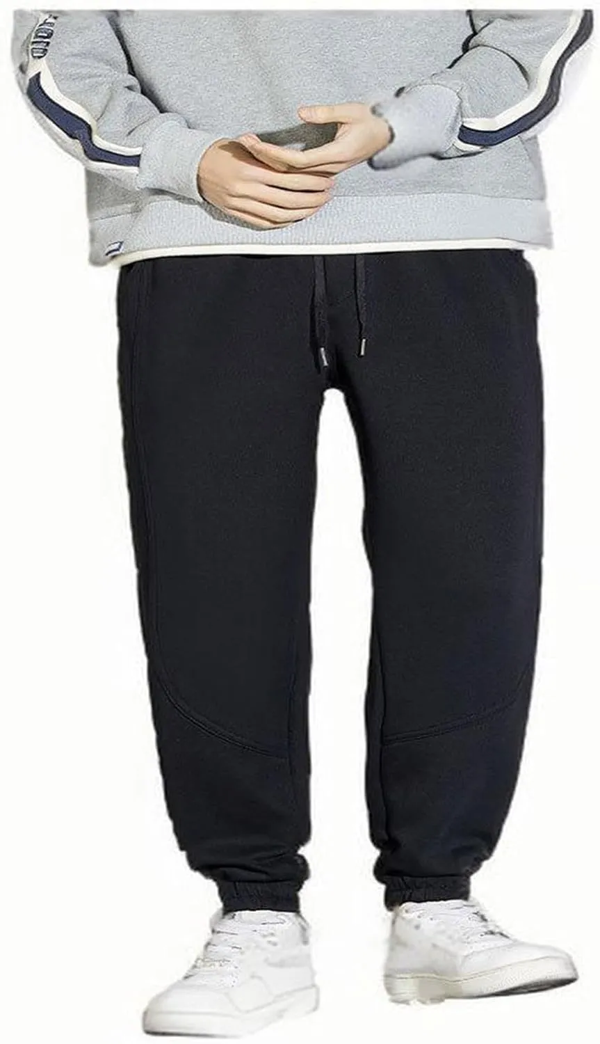 Men's Fleece Jogger Sweatpants Baggy Elastic Waist Drawstring Cargo Pants with Pockets Casual Workout Gym Trousers