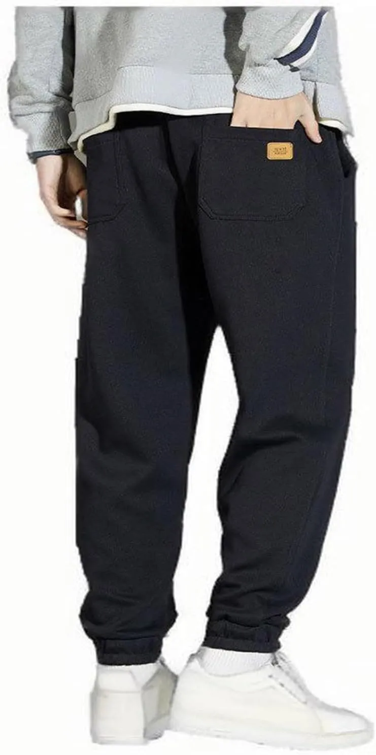 Men's Fleece Jogger Sweatpants Baggy Elastic Waist Drawstring Cargo Pants with Pockets Casual Workout Gym Trousers