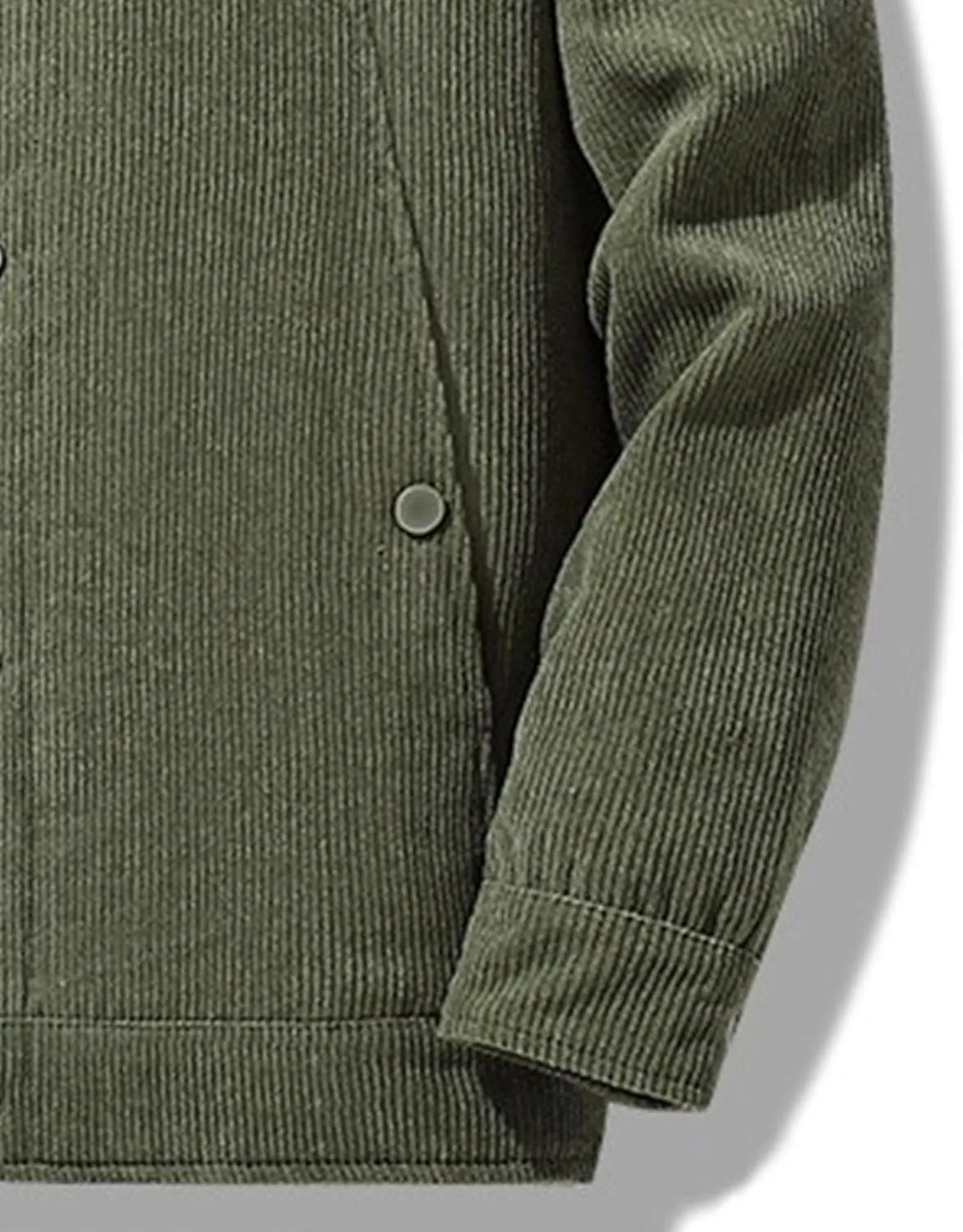 Men's Fleece Thermal Padded Winter Coat Classic Sherpa Lined Cargo Jacket Button Lapel Long Sleeve Outerwear
