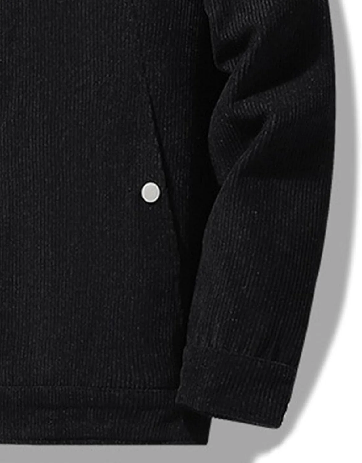 Men's Fleece Thermal Padded Winter Coat Classic Sherpa Lined Cargo Jacket Button Lapel Long Sleeve Outerwear