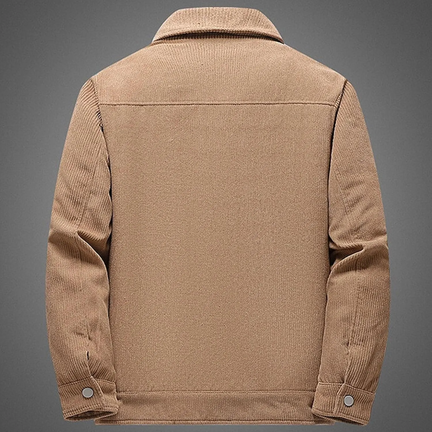 Men's Fleece Thermal Padded Winter Coat Classic Sherpa Lined Cargo Jacket Button Lapel Long Sleeve Outerwear