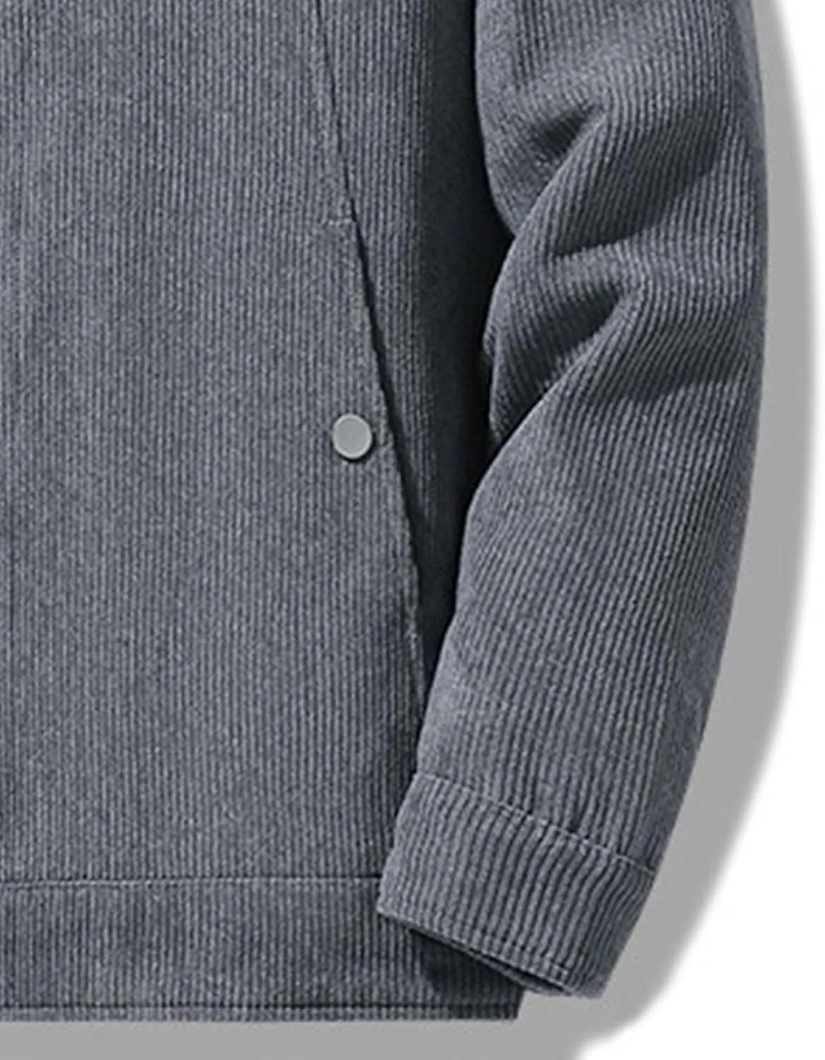 Men's Fleece Thermal Padded Winter Coat Classic Sherpa Lined Cargo Jacket Button Lapel Long Sleeve Outerwear