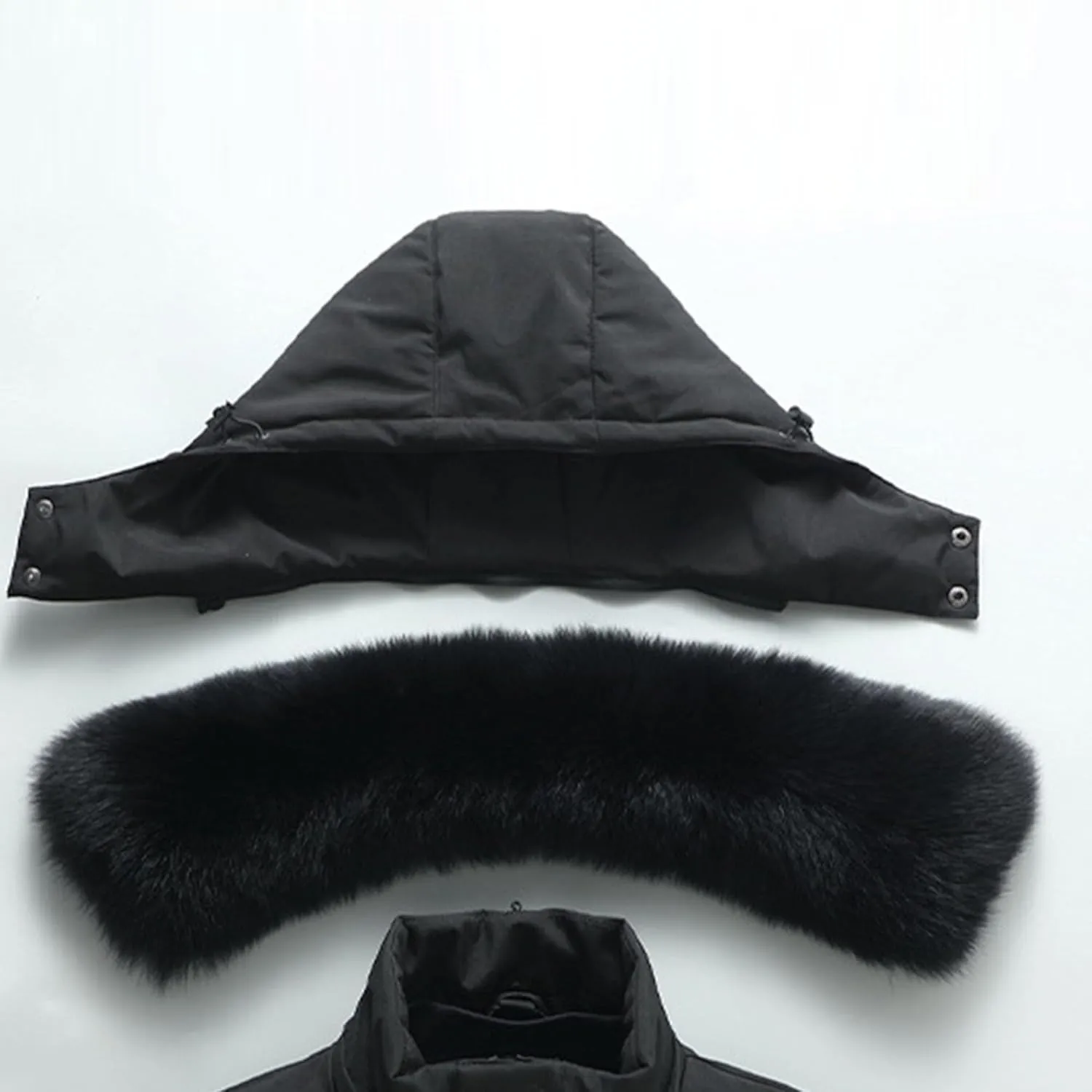 Men's Fur Hooded Warm Quilted Jacket Windproof Long Winter Coats with Pockets Thermal Padded Down Windbreaker