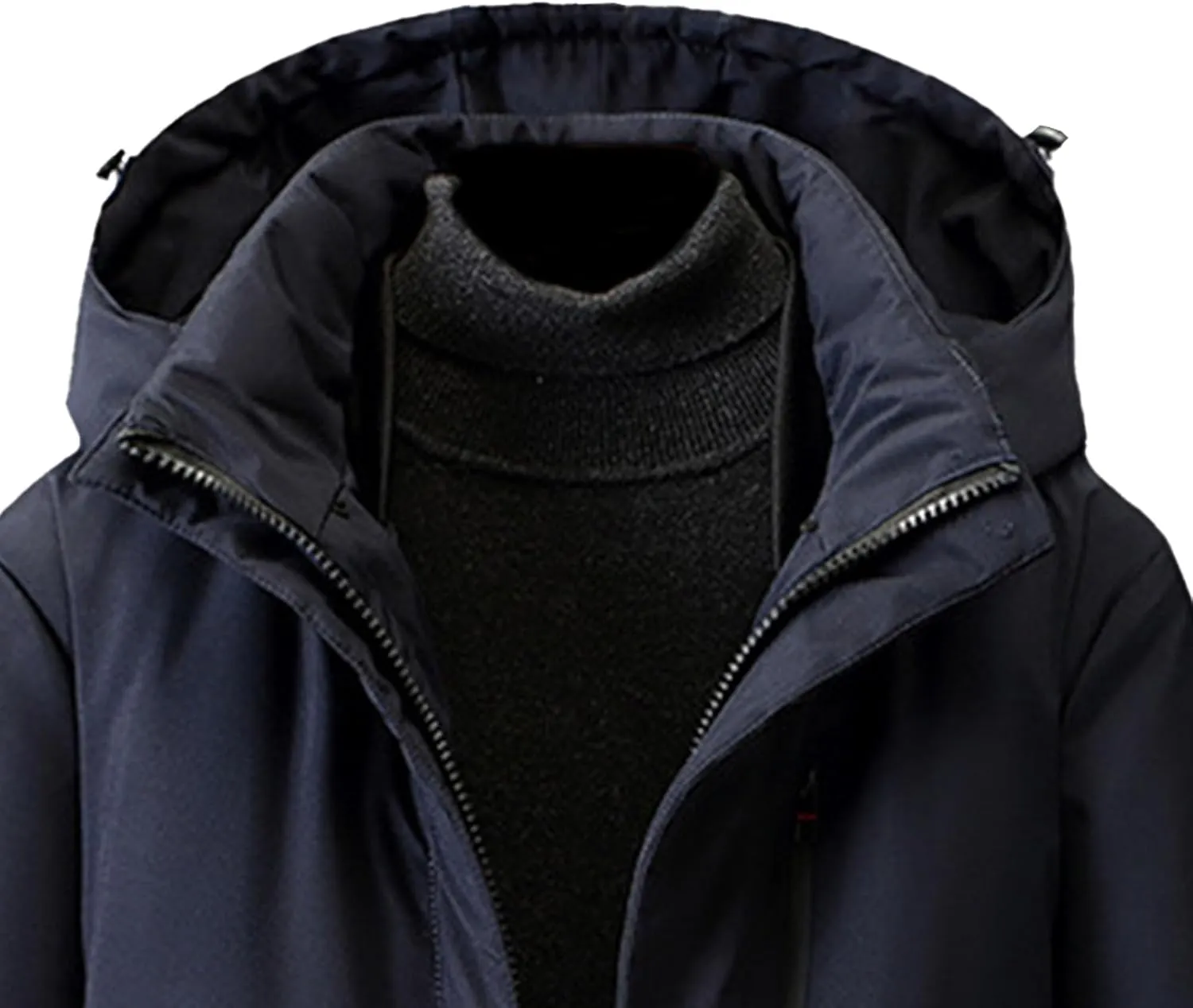 Men's Fur Hooded Warm Quilted Jacket Windproof Long Winter Coats with Pockets Thermal Padded Down Windbreaker