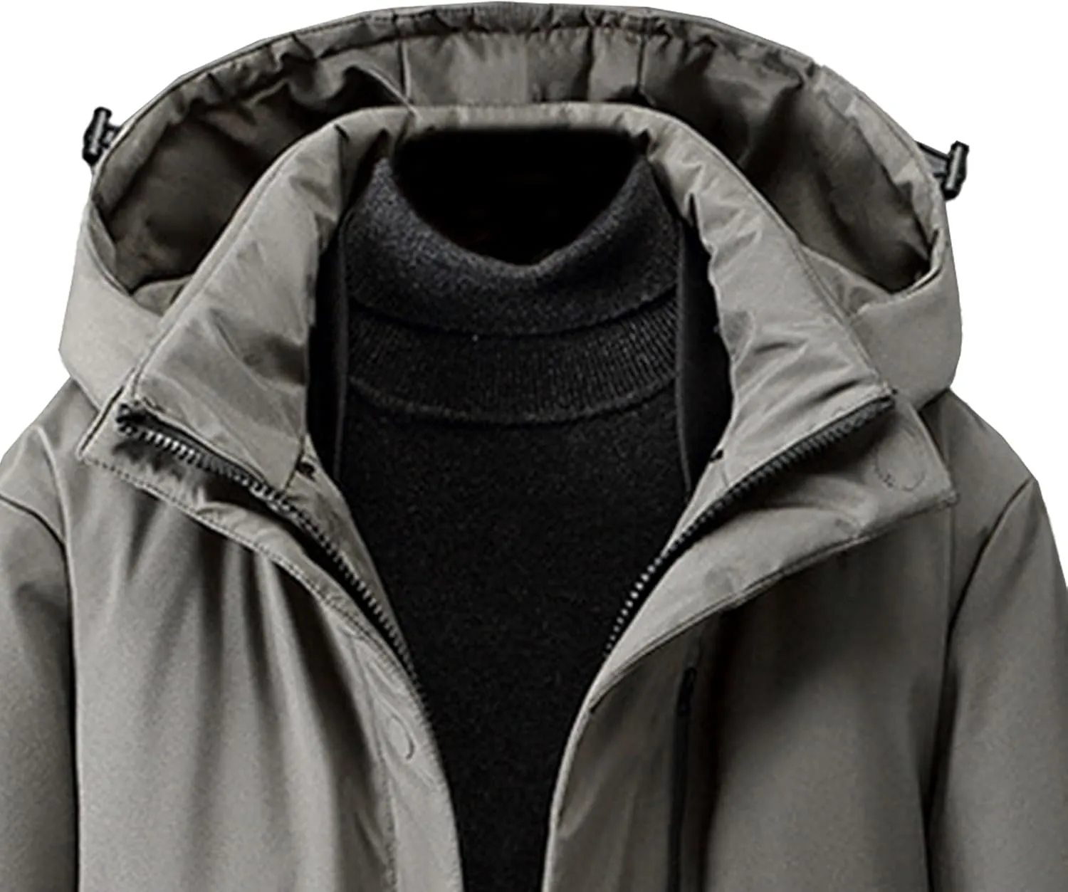 Men's Fur Hooded Warm Quilted Jacket Windproof Long Winter Coats with Pockets Thermal Padded Down Windbreaker