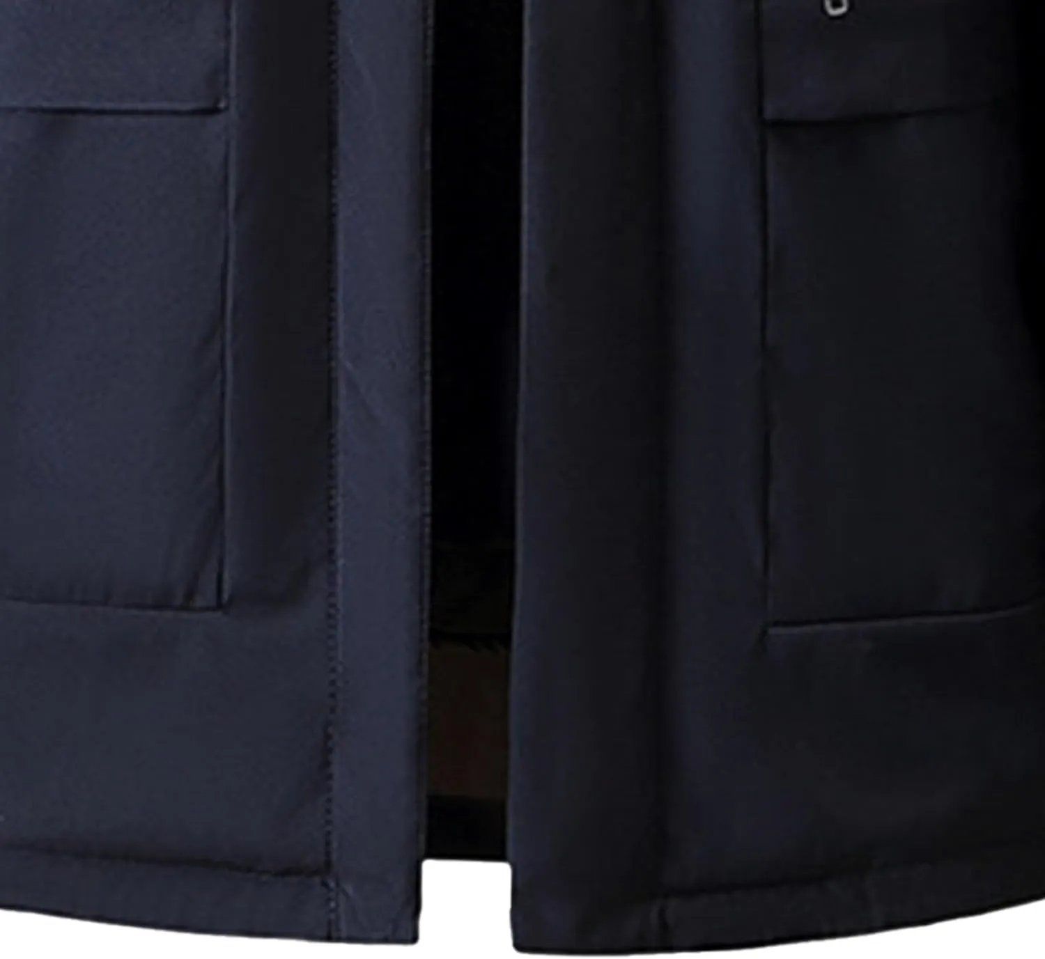 Men's Fur Hooded Warm Quilted Jacket Windproof Long Winter Coats with Pockets Thermal Padded Down Windbreaker