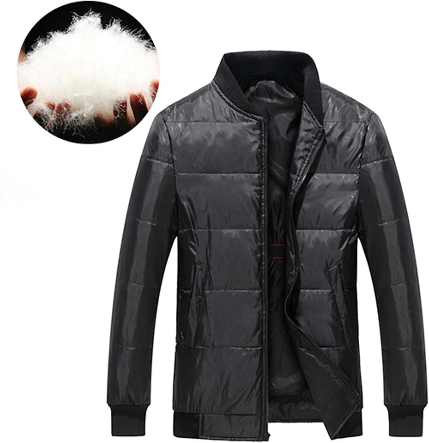 Men's Fur Hooded Warm Quilted Jacket Windproof Long Winter Coats with Pockets Thermal Padded Down Windbreaker