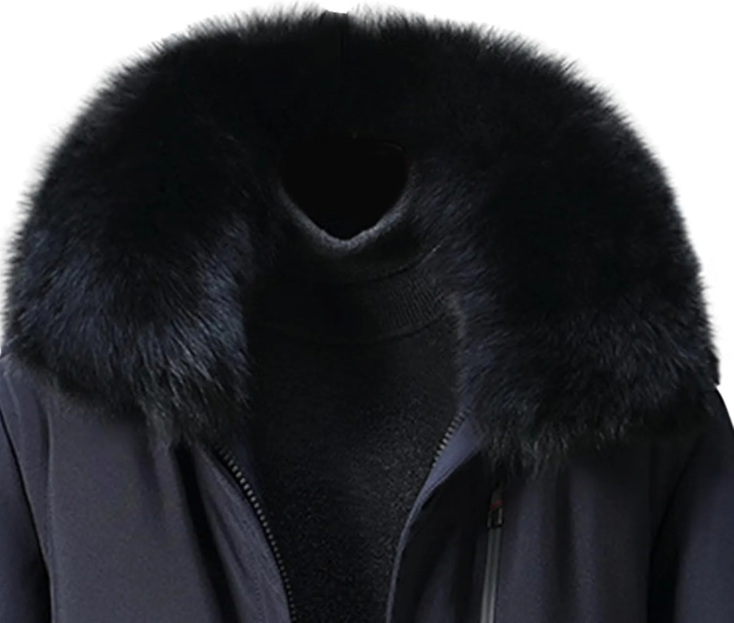 Men's Fur Hooded Warm Quilted Jacket Windproof Long Winter Coats with Pockets Thermal Padded Down Windbreaker