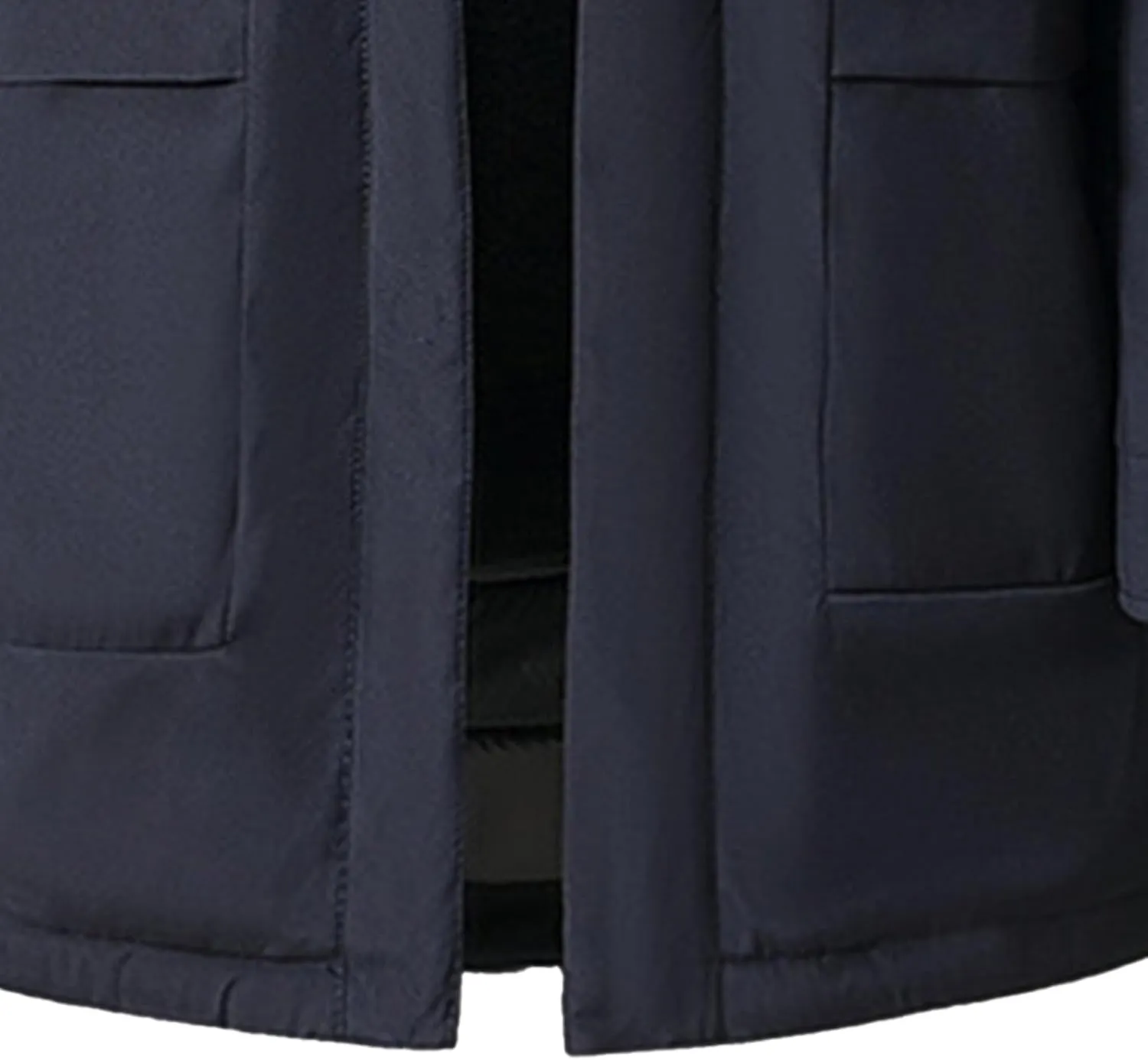 Men's Fur Hooded Warm Quilted Jacket Windproof Long Winter Coats with Pockets Thermal Padded Down Windbreaker