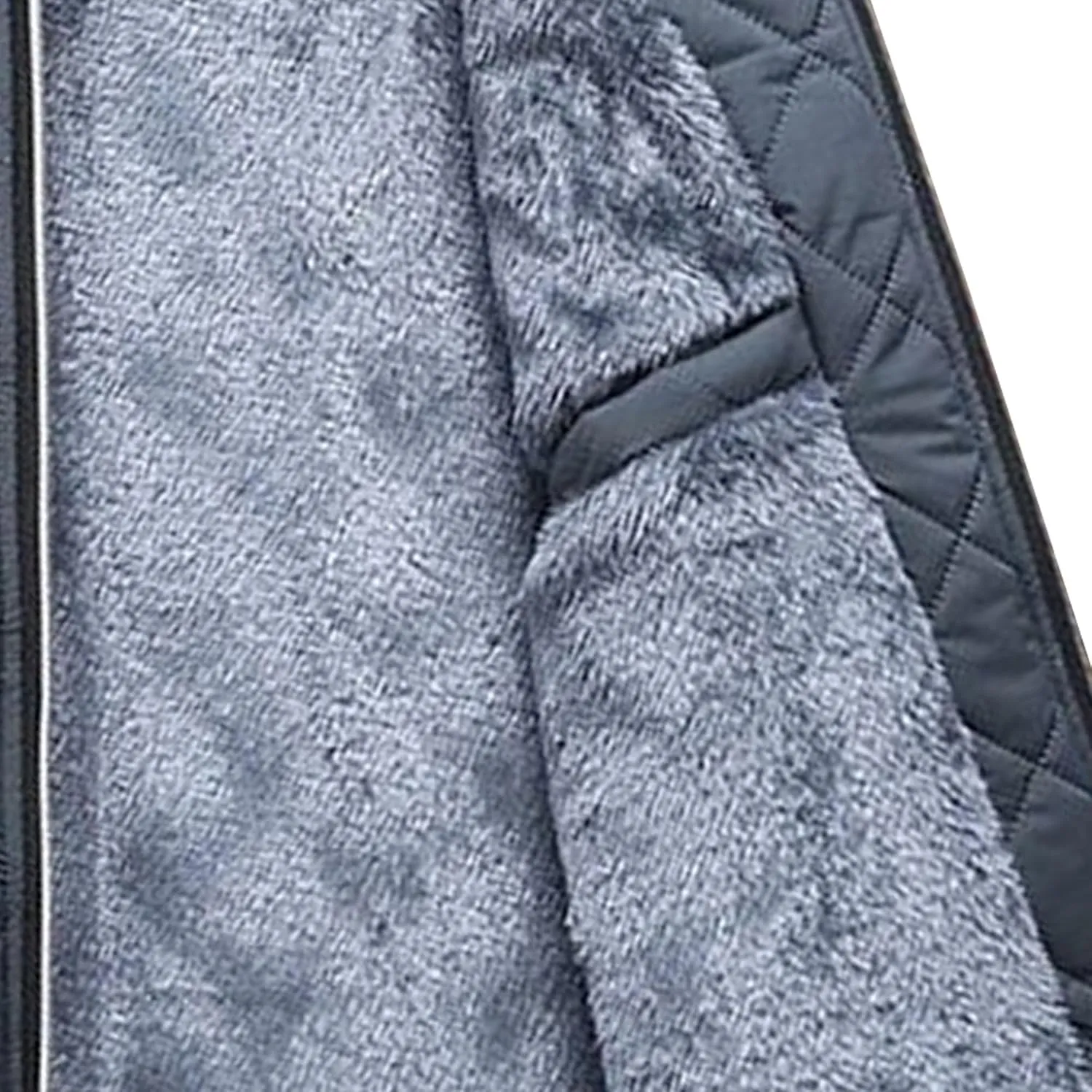Men's High Neck Diamond Quilted Jacket Fleece Lined Thermal Padded Jackets Winter Full Zipper Bomber Outwear