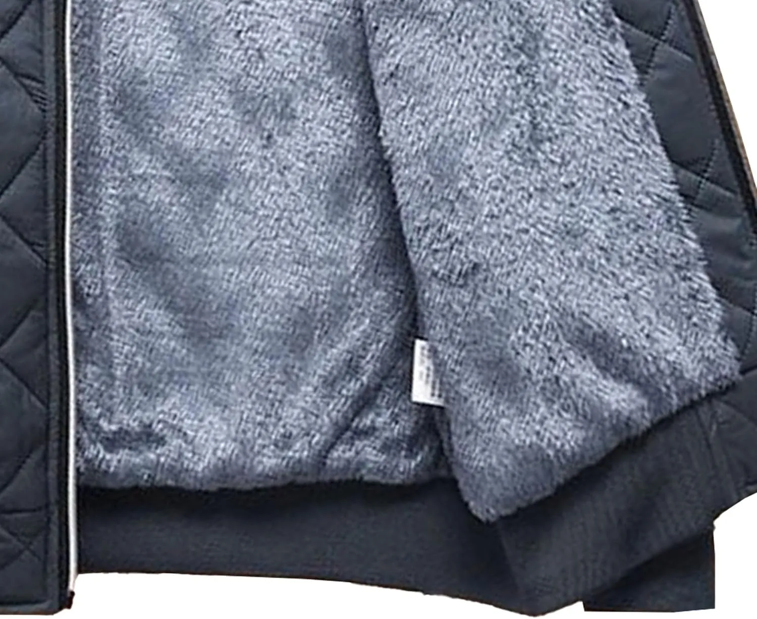 Men's High Neck Diamond Quilted Jacket Fleece Lined Thermal Padded Jackets Winter Full Zipper Bomber Outwear