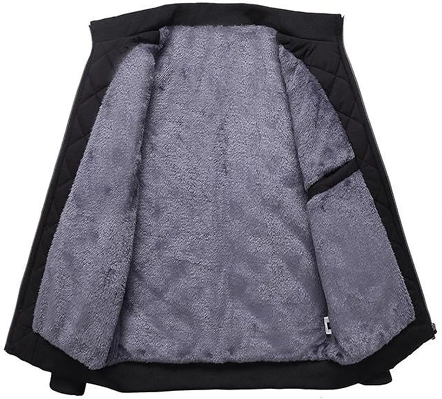 Men's High Neck Diamond Quilted Jacket Fleece Lined Thermal Padded Jackets Winter Full Zipper Bomber Outwear