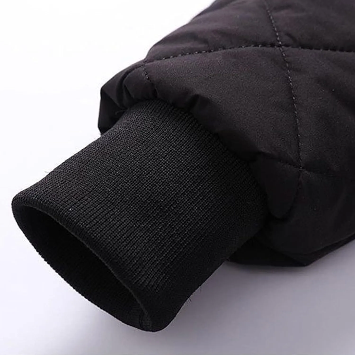 Men's High Neck Diamond Quilted Jacket Fleece Lined Thermal Padded Jackets Winter Full Zipper Bomber Outwear