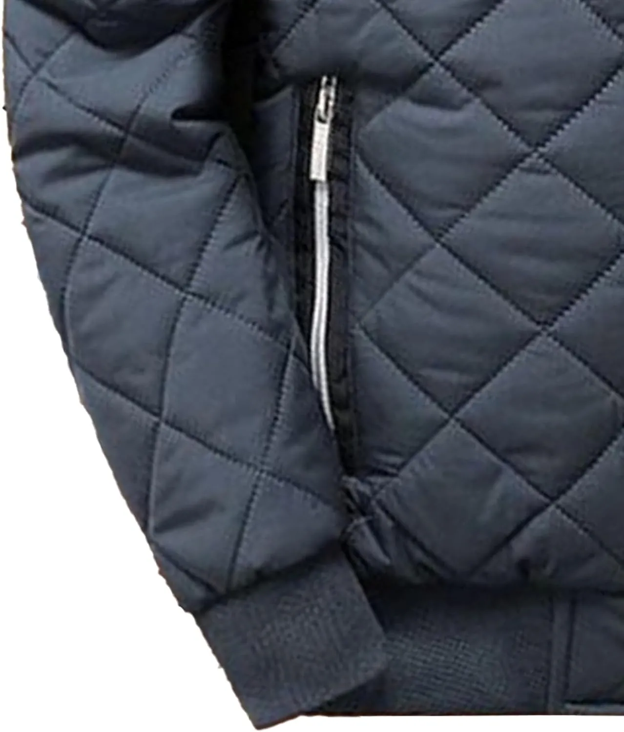 Men's High Neck Diamond Quilted Jacket Fleece Lined Thermal Padded Jackets Winter Full Zipper Bomber Outwear