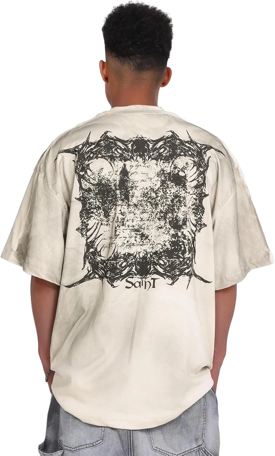Men's Hip Hop Graphic Print Cotton T-Shirt Fashion Special Design Crewneck Rapper Short Sleeve Tops…