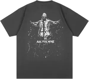 Men's Hip Hop Graphic Print Cotton T-Shirt Fashion Special Design Crewneck Rapper Short Sleeve Tops