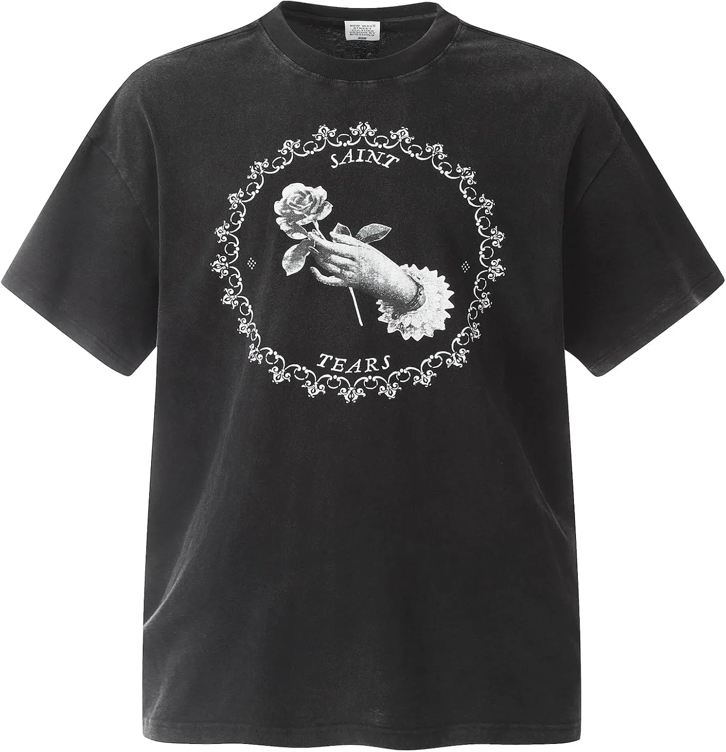 Men's Hip Hop Graphic Print Cotton T-Shirt Fashion Special Design Crewneck Rapper Short Sleeve Tops