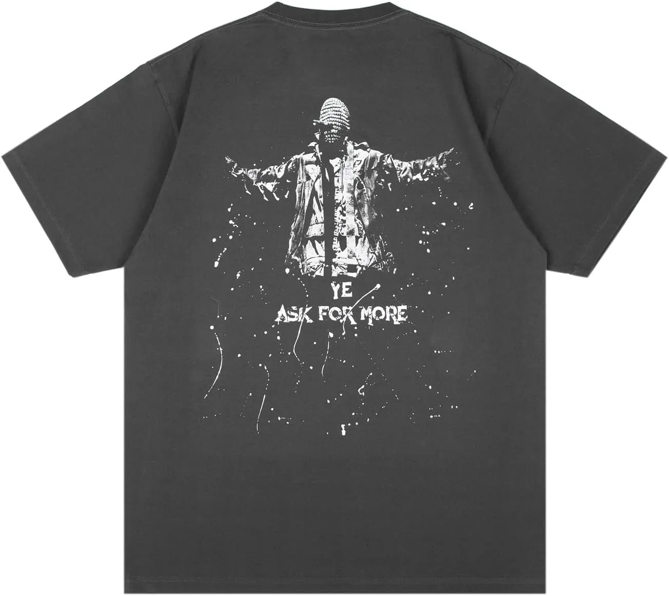 Men's Hip Hop Graphic Print Cotton T-Shirt Fashion Special Design Crewneck Rapper Short Sleeve Tops