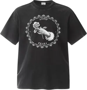 Men's Hip Hop Graphic Print Cotton T-Shirt Fashion Special Design Crewneck Rapper Short Sleeve Tops