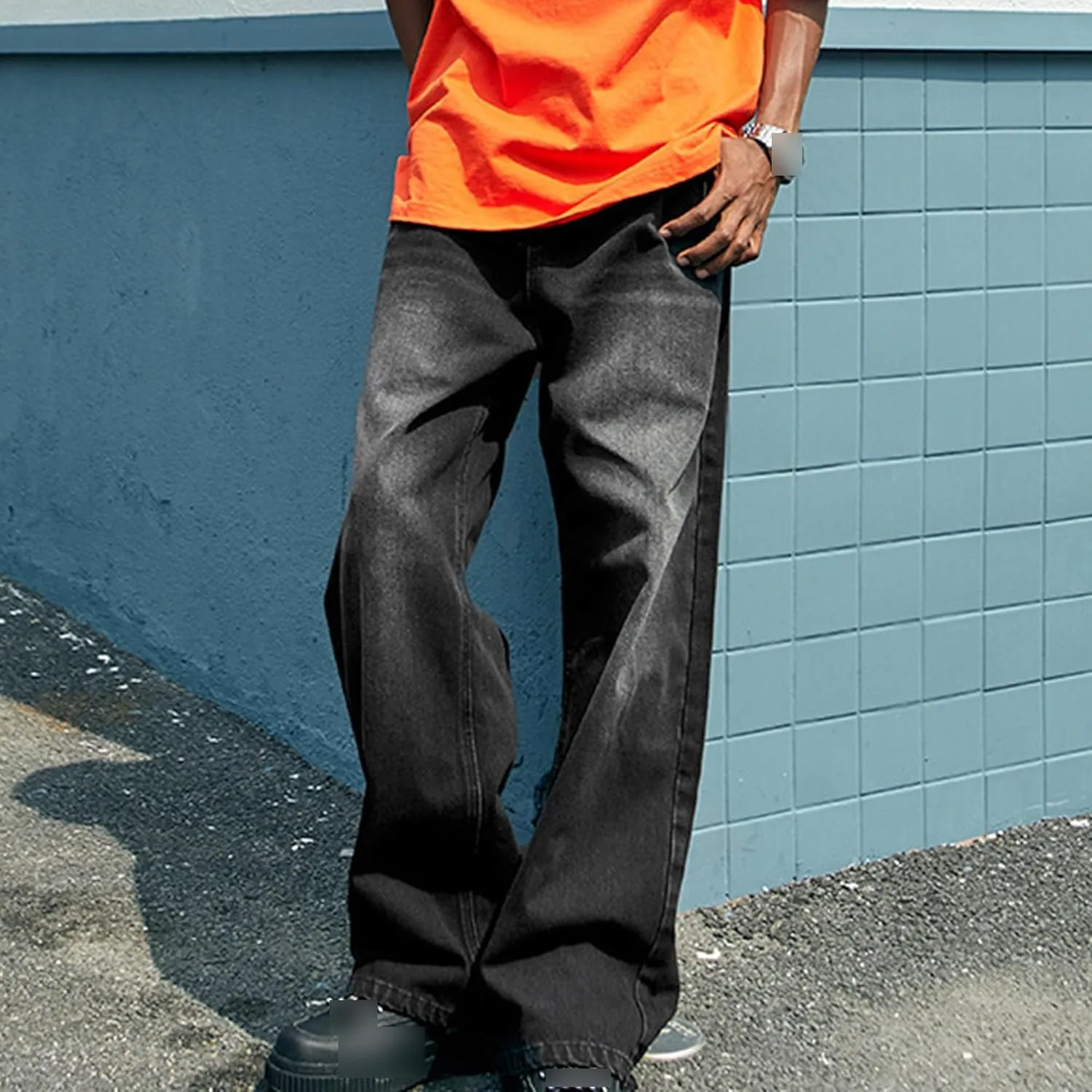 Men's Hip Hop Retro Jeans Relaxed Fit Daily Loose Fit Denim Pants Casual Classic Straight Jeans