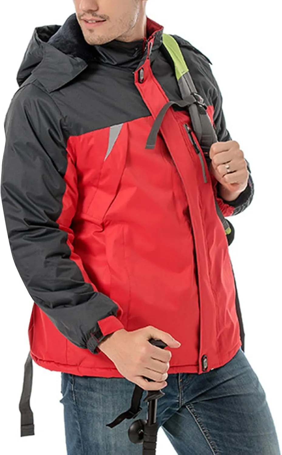 Men's Hooded Rain Jackets Plus Size Lightweight Waterproof Windbreaker Outdoor Sports Jacket Hiking Climbing Raincoat
