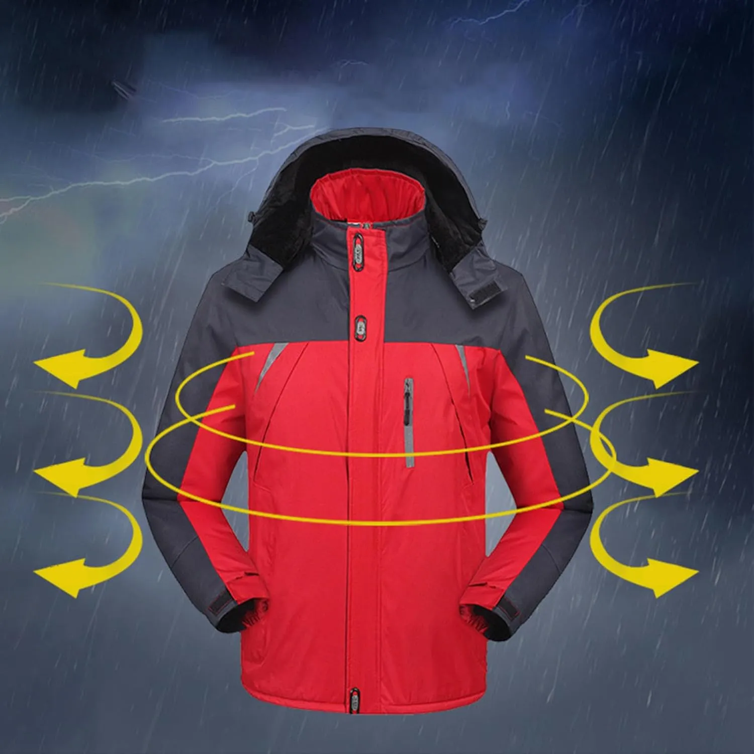 Men's Hooded Rain Jackets Plus Size Lightweight Waterproof Windbreaker Outdoor Sports Jacket Hiking Climbing Raincoat