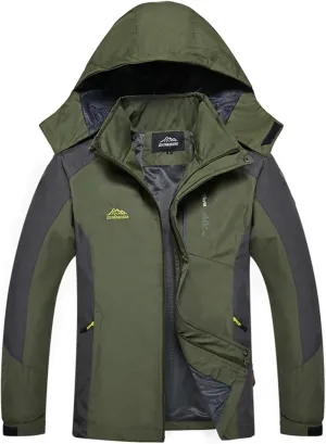 Mens Hooded Rain Jackets Plus Size Mountain Windbreaker with Pockets Fall Fashion Waterproof Lightweight Raincoats