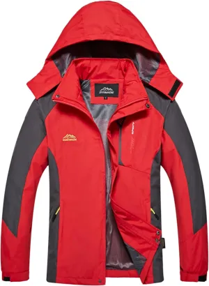 Mens Hooded Rain Jackets Plus Size Mountain Windbreaker with Pockets Fall Fashion Waterproof Lightweight Raincoats