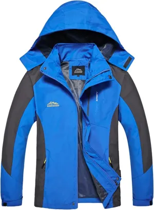 Mens Hooded Rain Jackets Plus Size Mountain Windbreaker with Pockets Fall Fashion Waterproof Lightweight Raincoats