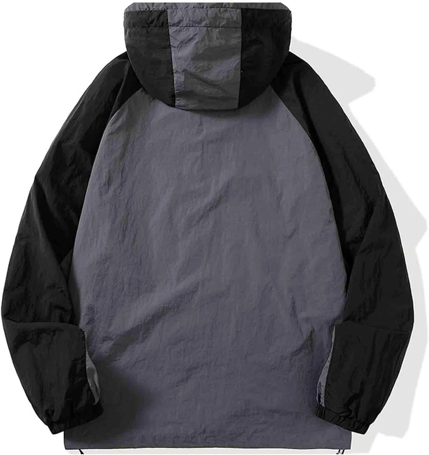 Mens Hooded Raincoat Quick-Dry Casual Long Sleeve Waterproof Windbreaker Outdoor Hiking Travel Rain Jacket Pockets