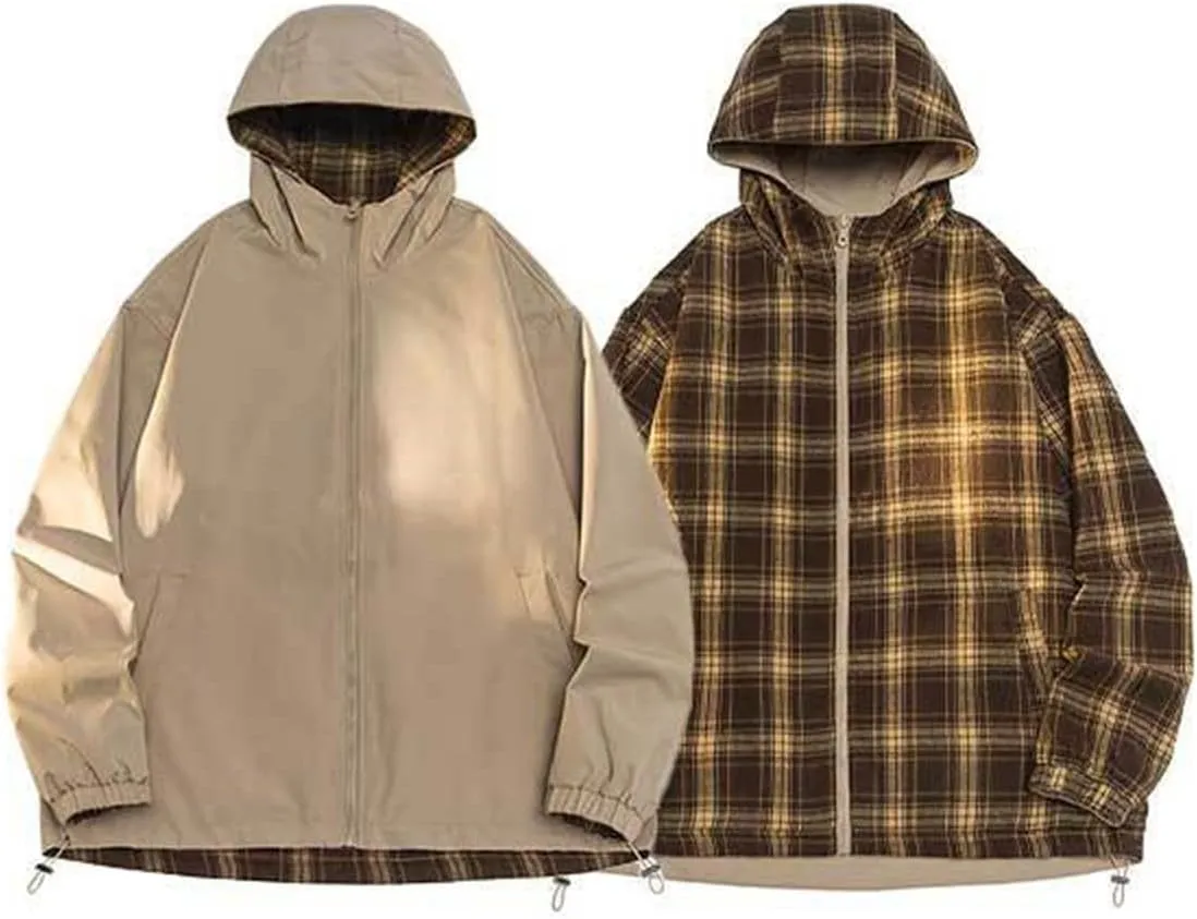 Mens Hooded Softshell Jacket Waterproof Lightweight Insulated Reversible Windbreaker Winter Hiking Climbing Rain Coat