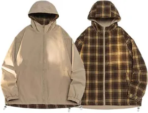 Mens Hooded Softshell Jacket Waterproof Lightweight Insulated Reversible Windbreaker Winter Hiking Climbing Rain Coat