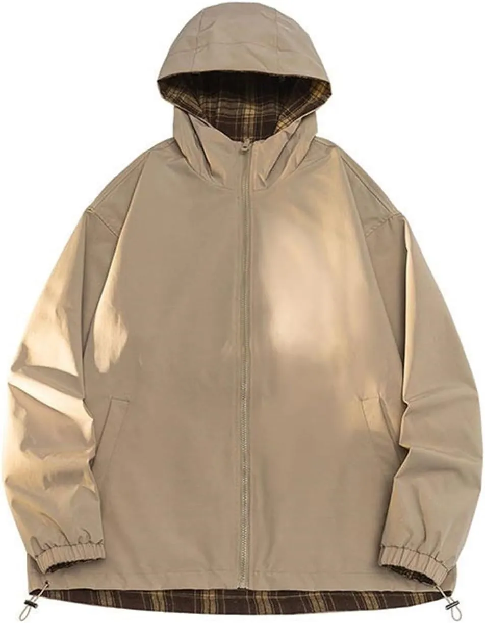 Mens Hooded Softshell Jacket Waterproof Lightweight Insulated Reversible Windbreaker Winter Hiking Climbing Rain Coat