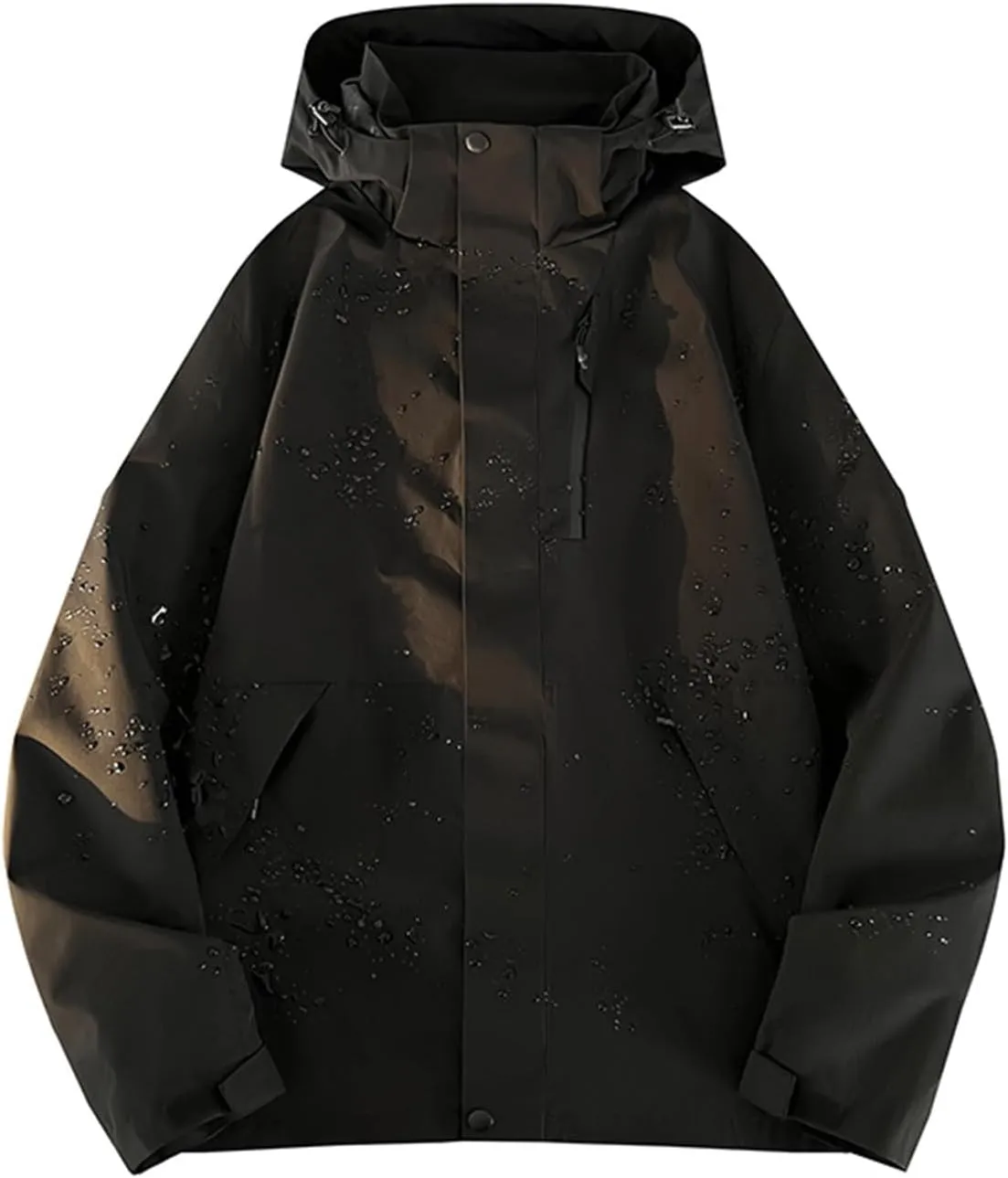Men's Hooded Softshell Rain Jackets Lightweight Waterproof Windbreaker Zip Up Pockets Raincoats For Outdoor Hiking