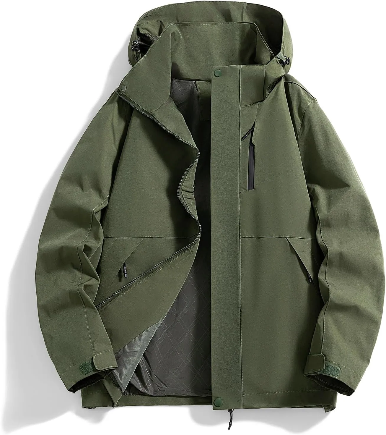 Men's Hooded Softshell Rain Jackets Lightweight Waterproof Windbreaker Zip Up Pockets Raincoats For Outdoor Hiking