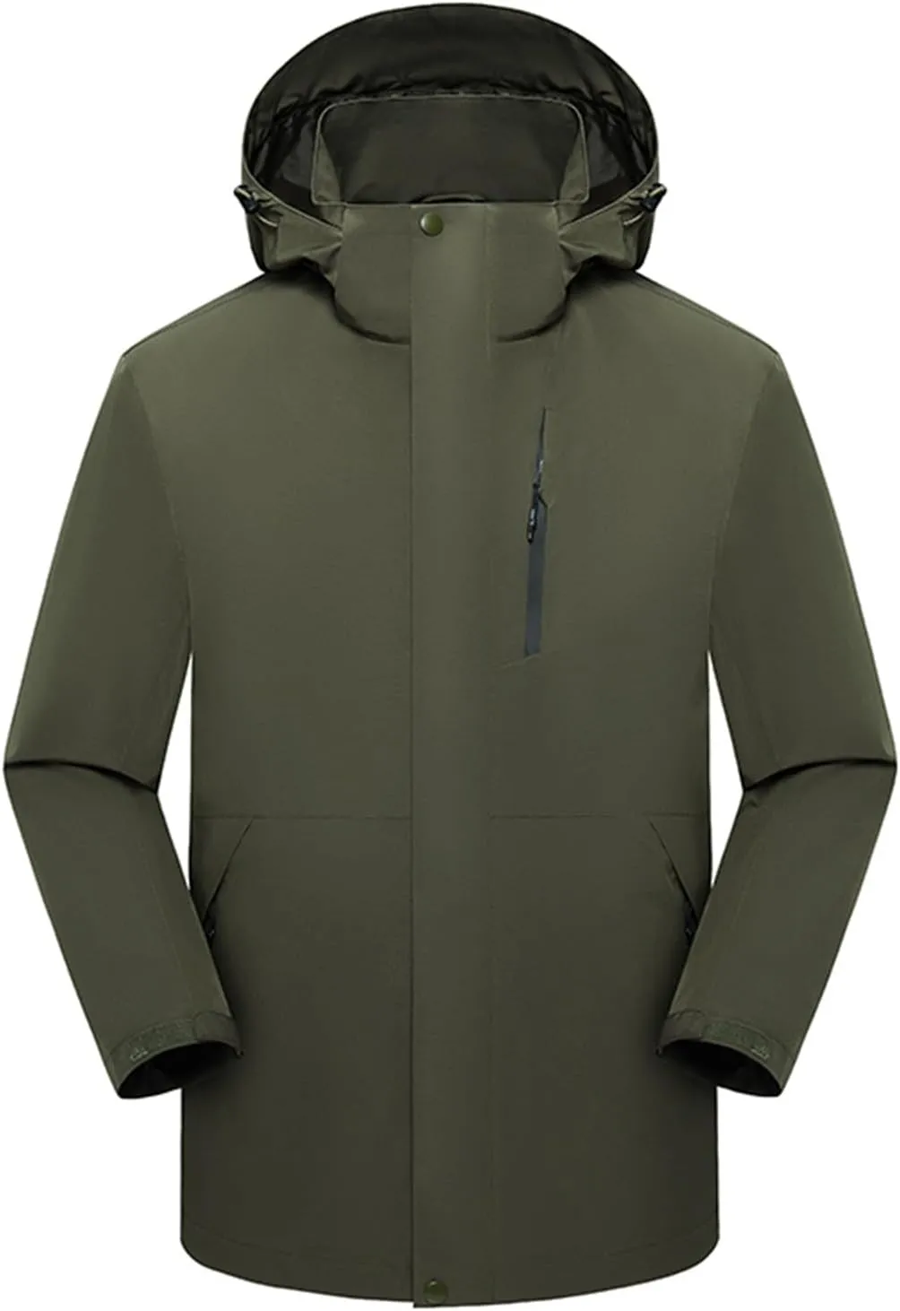 Men's Hooded Softshell Rain Jackets Lightweight Waterproof Windbreaker Zip Up Pockets Raincoats For Outdoor Hiking