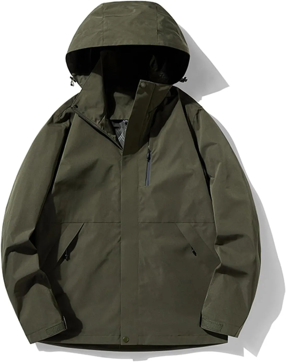 Men's Hooded Softshell Rain Jackets Lightweight Waterproof Windbreaker Zip Up Pockets Raincoats For Outdoor Hiking