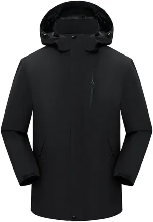 Men's Hooded Softshell Rain Jackets Lightweight Waterproof Windbreaker Zip Up Pockets Raincoats For Outdoor Hiking
