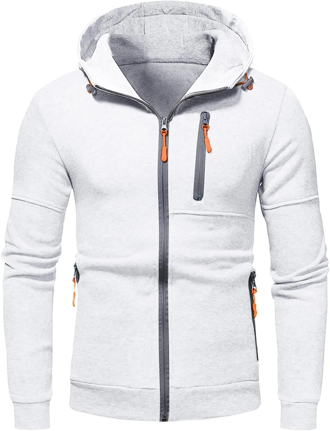 Men's Hoodies Zip up Lightweight Hoodie Sweatshirt Casual Full Zip Long Sleeve Hooded Jacket with Zip Pockets