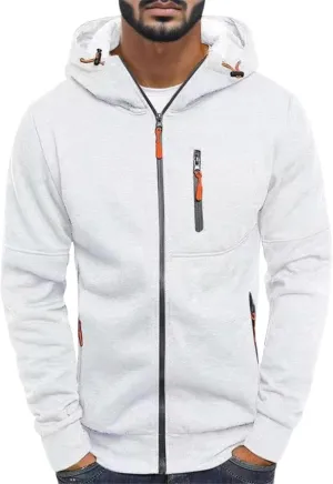 Men's Hoodies Zip up Lightweight Hoodie Sweatshirt Casual Full Zip Long Sleeve Hooded Jacket with Zip Pockets